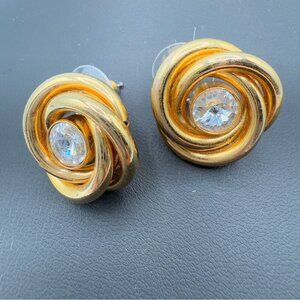 Gold Knot Stud Earrings - Pierced
